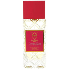 Perfume bottle with red and gold packaging on a white background