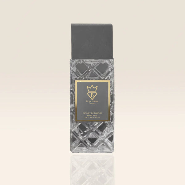 Perfume bottle with geometric design on a beige background at al rashid perfumes qatar